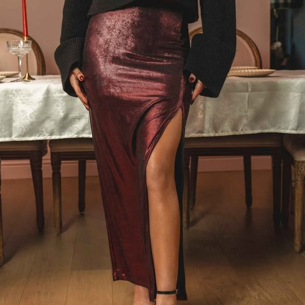 Elegant Red Velvet Skirt